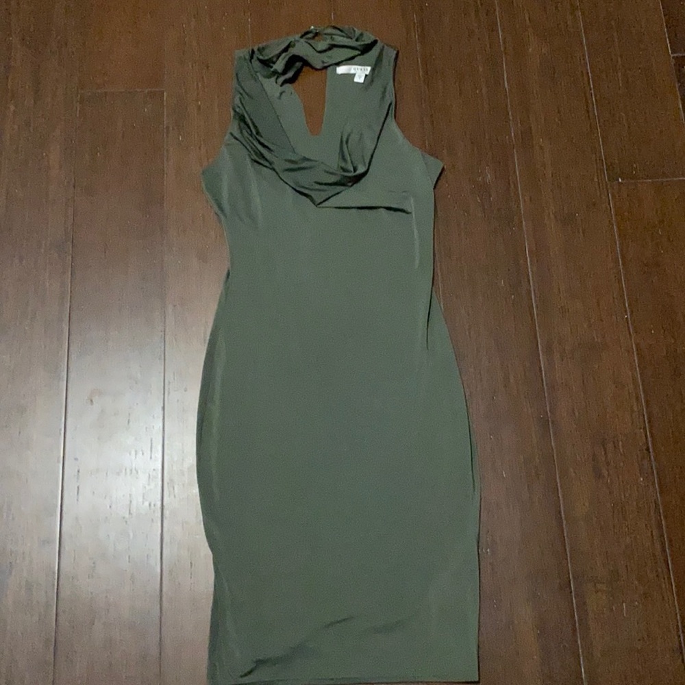 Beautiful Cowel neck dress by Guess. Olive green color.